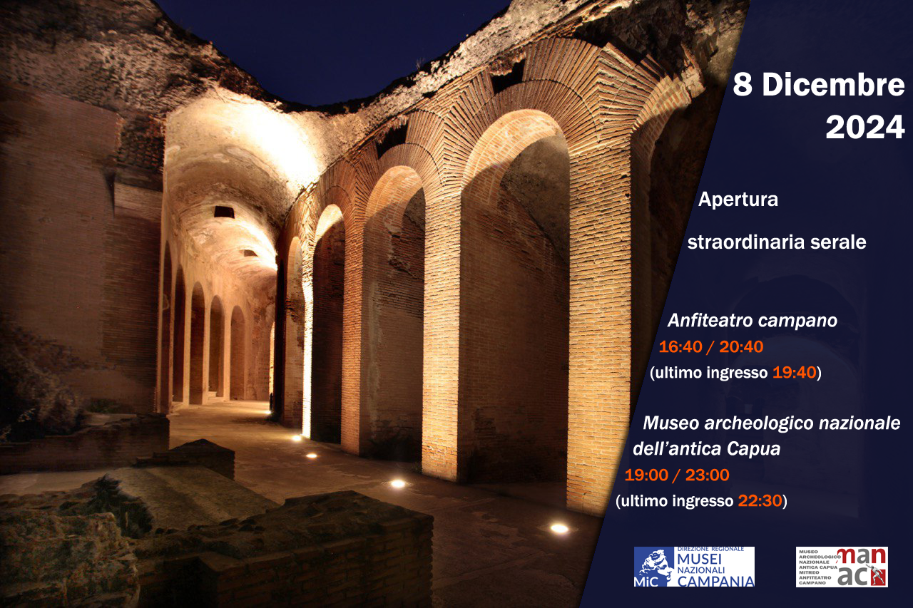 Il giorno dell'Immacolata prolungamento dell'orario serale all'Anfiteatro, al Museo archeologico nazionale dell'antica Capua e al Mitreo di Santa Maria Capua Vetere